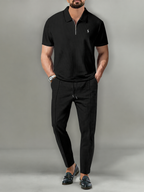 Men’s Luxury Waffle Knit Polo Two-Piece Set