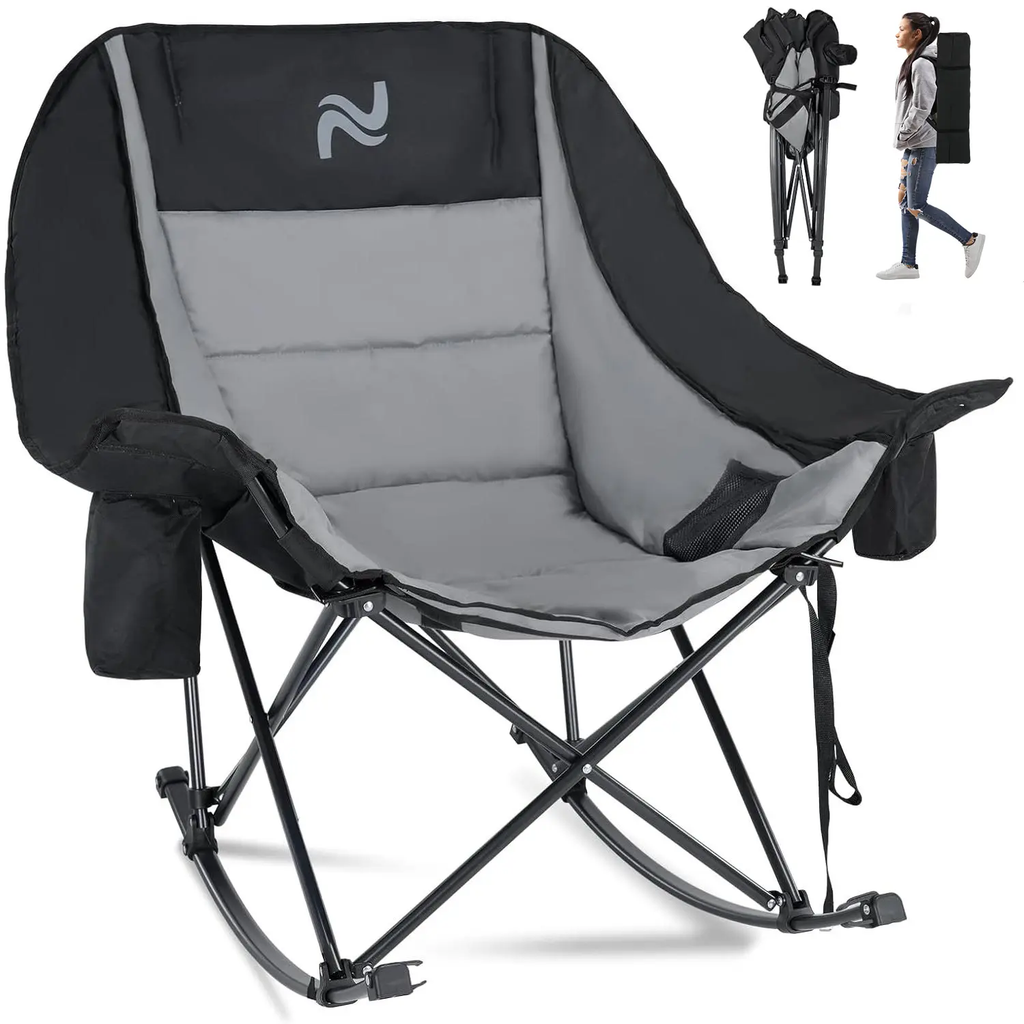XXL Oversized Rocking Camping Chair – Fully Padded Folding Outdoor Chair