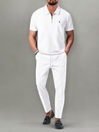 Men’s Luxury Waffle Knit Polo Two-Piece Set