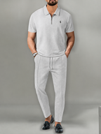 Men’s Luxury Waffle Knit Polo Two-Piece Set
