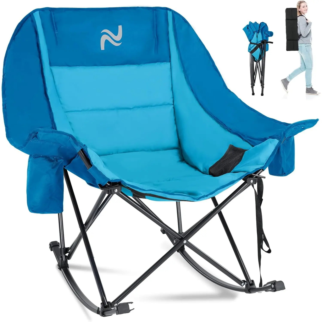 XXL Oversized Rocking Camping Chair – Fully Padded Folding Outdoor Chair