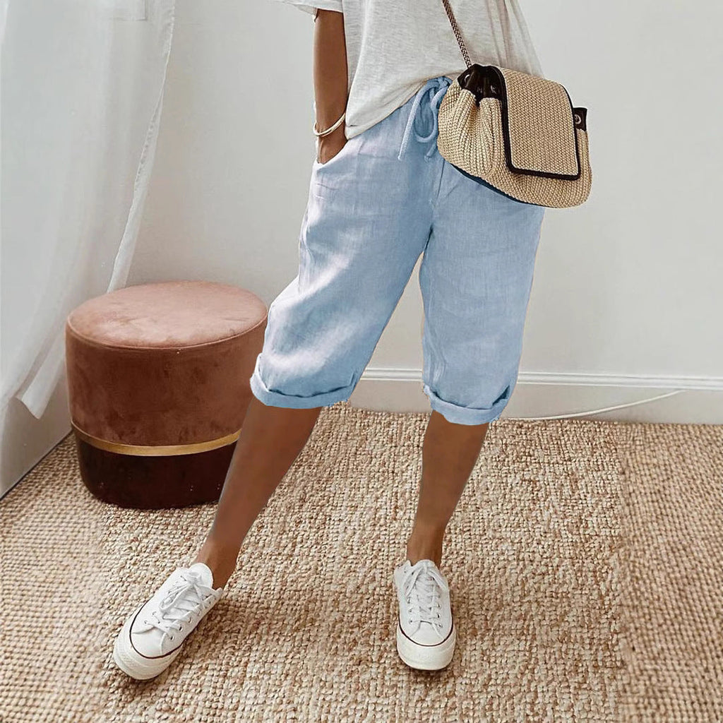 Women's Casual Cotton Linen Capris
