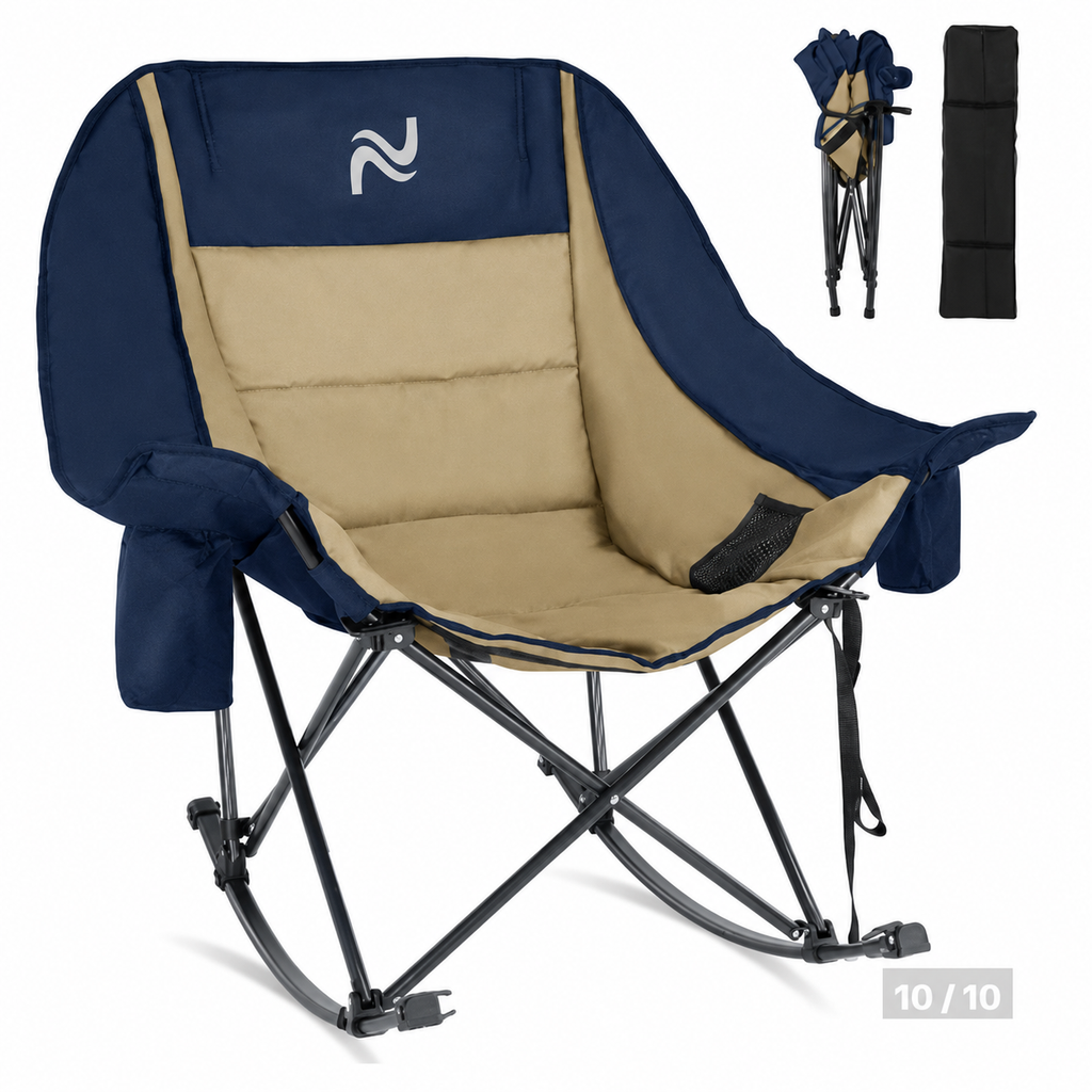 XXL Oversized Rocking Camping Chair – Fully Padded Folding Outdoor Chair