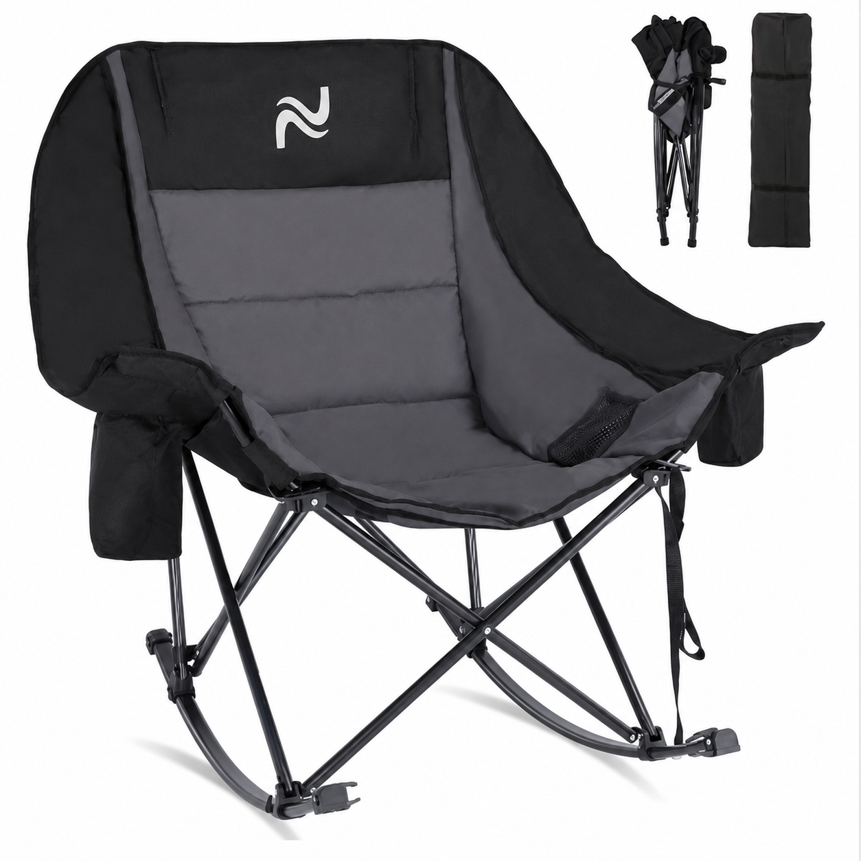 XXL Oversized Rocking Camping Chair – Fully Padded Folding Outdoor Chair