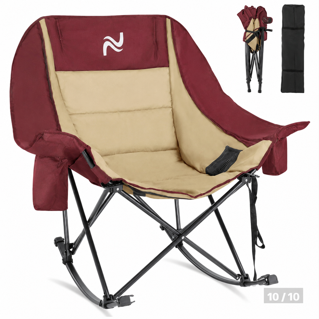 XXL Oversized Rocking Camping Chair – Fully Padded Folding Outdoor Chair
