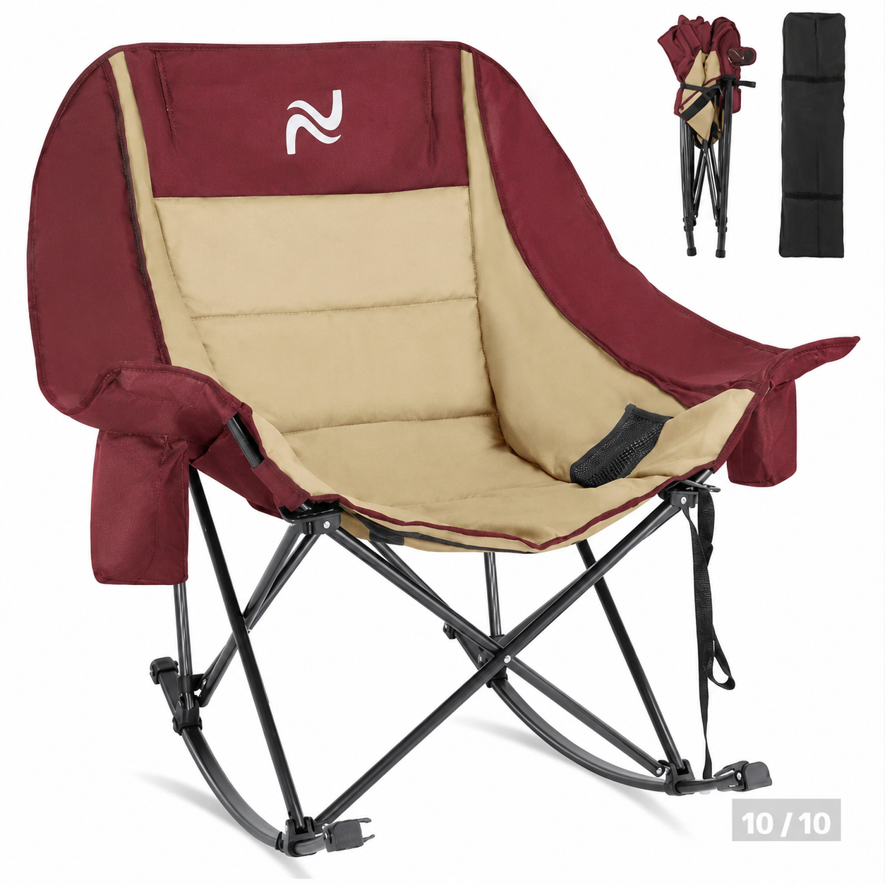 XXL Oversized Rocking Camping Chair – Fully Padded Folding Outdoor Chair