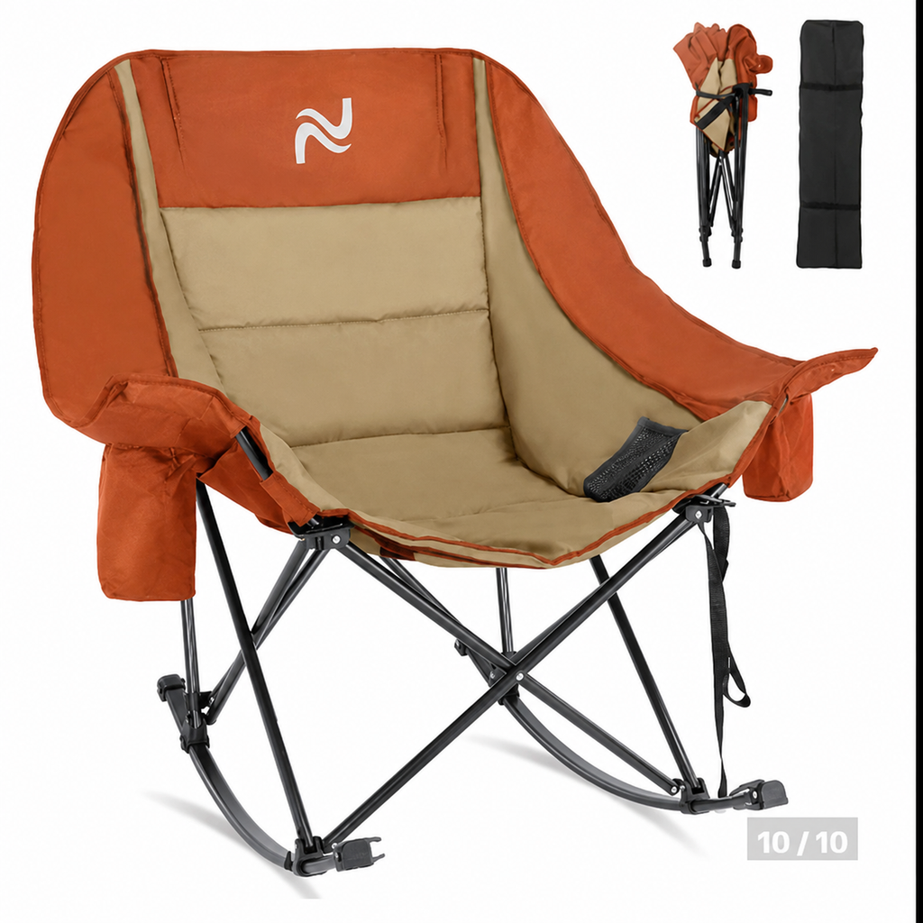 XXL Oversized Rocking Camping Chair – Fully Padded Folding Outdoor Chair