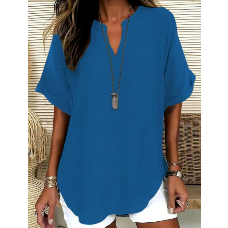 Effortless V-Neck Loose Fit Blouse for Women