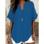 Effortless V-Neck Loose Fit Blouse for Women