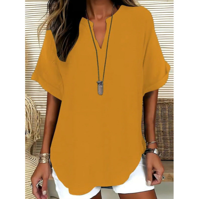 Effortless V-Neck Loose Fit Blouse for Women