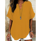Effortless V-Neck Loose Fit Blouse for Women