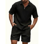 Men Solid Color Casual Summer 2‑Piece Tee & Shorts Set - product image 1
