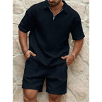 Men Solid Color Casual Summer 2‑Piece Tee & Shorts Set - product image 7