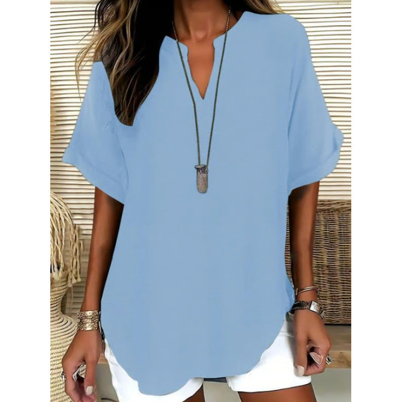 Effortless V-Neck Loose Fit Blouse for Women