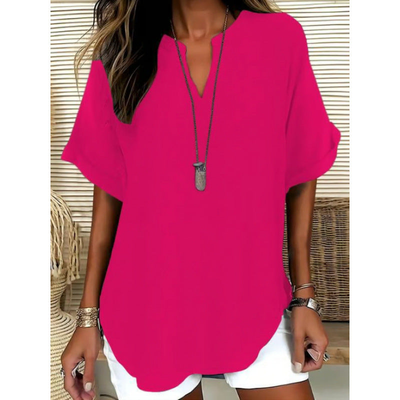 Effortless V-Neck Loose Fit Blouse for Women