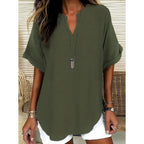 Effortless V-Neck Loose Fit Blouse for Women