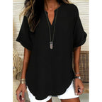 Effortless V-Neck Loose Fit Blouse for Women