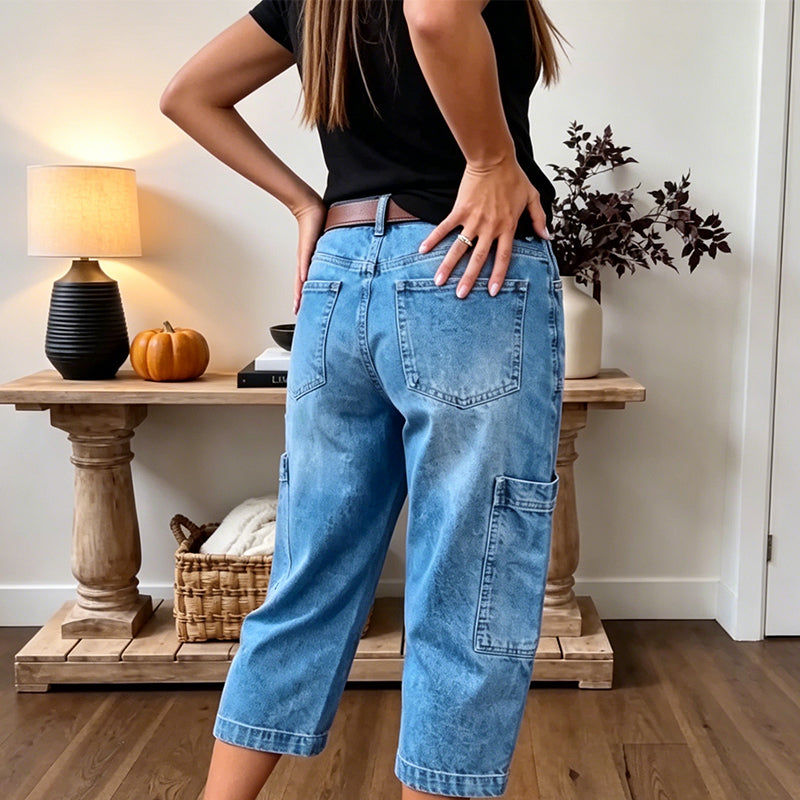Women's Stretchy Cropped Wide-Leg Jeans - image 2