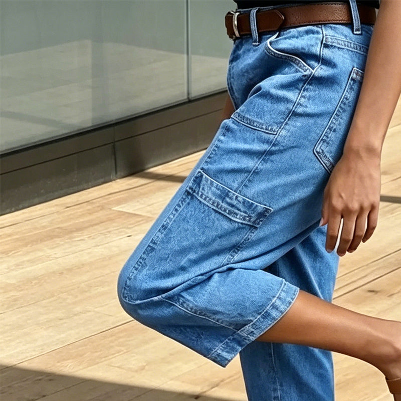 Women's Stretchy Cropped Wide-Leg Jeans - image 5