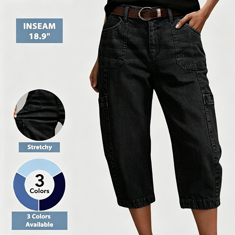 Women's Stretchy Cropped Wide-Leg Jeans - image 10
